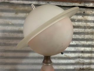 Antique Vtg 30s SATURN Art Deco 1939 WORLD ' S FAIR Pink Frosted Glass Table Lamp 5