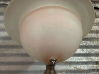 Antique Vtg 30s SATURN Art Deco 1939 WORLD ' S FAIR Pink Frosted Glass Table Lamp 7