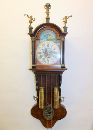 Old Wall Clock Friesian Dutch Schippertje Clock Vintage Warmink Wuba Moonphase