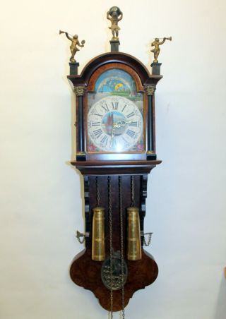 Old Wall Clock Friesian Dutch Schippertje Clock Vintage Warmink Wuba Moonphase 4