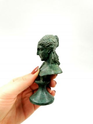 ANCIENT ROMAN CA.  200 AD BRONZE BUST OF JULIA DOMNA - RARE - R434 2