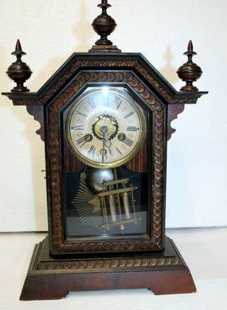 Antique 1880th Centuryjunghans Mantel Clock W/ Alarm Junghans