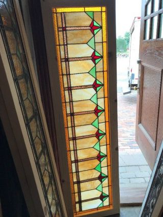 Sg 2420 Antique Deco Style Stained Glass Transom Window 18 X 65.  75