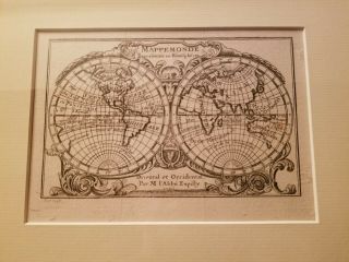 World Map " Maape - Monde Representee En Hemispheres 1765 " Paris 1772 J.  J.  Expilly