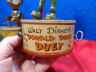 Vintage Marx Walt Disney Tin Litho Donald Duck Duet Wind - Up Toy c.  1946 3
