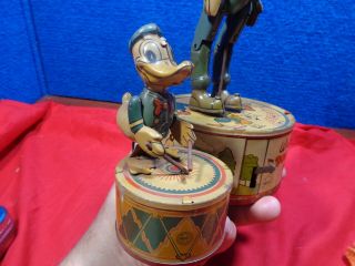 Vintage Marx Walt Disney Tin Litho Donald Duck Duet Wind - Up Toy c.  1946 8