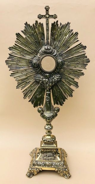 Lovely Large French Solid Silver Gilt Monstrance,  Paris C1850 1230g / 43.  38oz