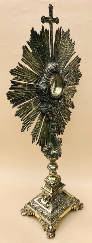 LOVELY LARGE FRENCH SOLID SILVER GILT MONSTRANCE,  PARIS C1850 1230g / 43.  38oz 2