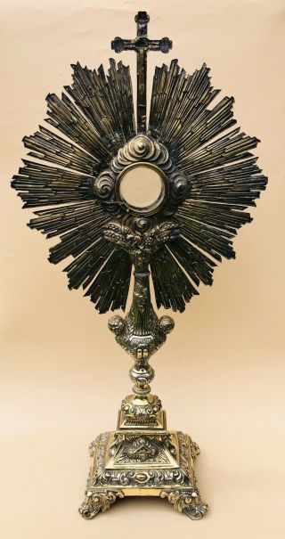 LOVELY LARGE FRENCH SOLID SILVER GILT MONSTRANCE,  PARIS C1850 1230g / 43.  38oz 3