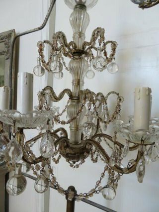 EXQUISITE Old Vintage CHANDELIER Macaroni Beaded on the Arms SWAGS Crystals 2