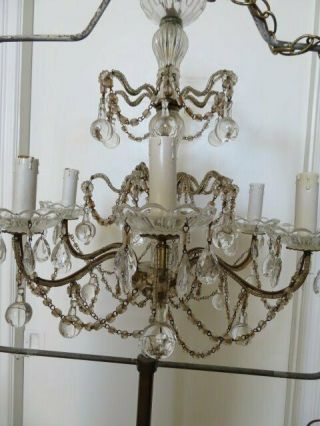 EXQUISITE Old Vintage CHANDELIER Macaroni Beaded on the Arms SWAGS Crystals 3