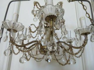 EXQUISITE Old Vintage CHANDELIER Macaroni Beaded on the Arms SWAGS Crystals 4