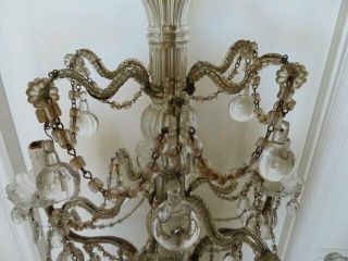 EXQUISITE Old Vintage CHANDELIER Macaroni Beaded on the Arms SWAGS Crystals 5