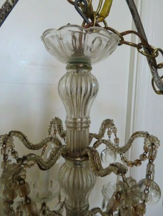 EXQUISITE Old Vintage CHANDELIER Macaroni Beaded on the Arms SWAGS Crystals 6