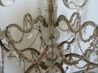 EXQUISITE Old Vintage CHANDELIER Macaroni Beaded on the Arms SWAGS Crystals 7