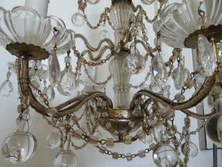 EXQUISITE Old Vintage CHANDELIER Macaroni Beaded on the Arms SWAGS Crystals 8