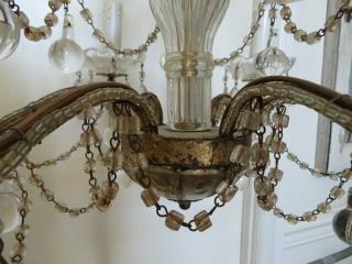 EXQUISITE Old Vintage CHANDELIER Macaroni Beaded on the Arms SWAGS Crystals 9