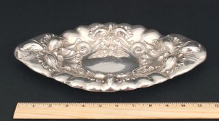Antique Art Nouveau MAUSER American Sterling Silver Iris Flower Bowl Dish Tray 2