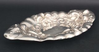 Antique Art Nouveau MAUSER American Sterling Silver Iris Flower Bowl Dish Tray 7