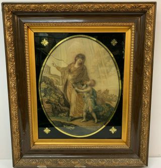 Antique 18thc Silk Work Embroidery Tapestry,  Sampler In Frame Old Master Picture