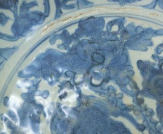 H914: Rare Chinese BIG plate of real old blue - and - white porcelain of MING GOSU. 4