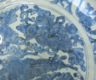 H914: Rare Chinese BIG plate of real old blue - and - white porcelain of MING GOSU. 5
