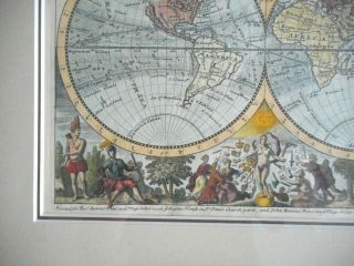 Antique 1736 Herman Moll Double Hemisphere Map - A Map of the Whole World 4