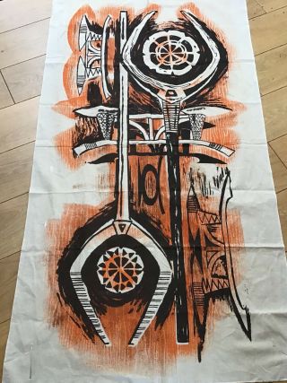 African Tribal Ashanti Screenprint Cloth Banner Hanging Vintage 70s