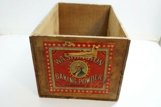 Antique / Vintage Washington Baking Powder Wooden Crate Box 20 " X 13 "