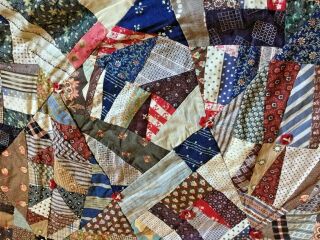 ANTIQUE EARLY 1900 ' S CRAZY QUILT top HAND DONE 3