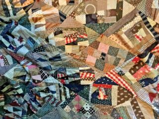 ANTIQUE EARLY 1900 ' S CRAZY QUILT top HAND DONE 6