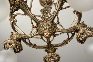 SWEET 20 ' s ANTIQUE VINTAGE Art Deco Ceiling Light FIxture CHANDELIER 9