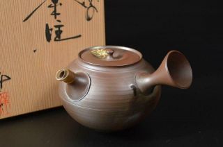 T6596: Japanese Xf Tokoname - Ware Teapot Sencha,  Yohei Konishi Made W/signed Box