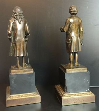 Bronze Sculptures of Voltaire and Rousseau,  circa 1850,  Very Detailed 4