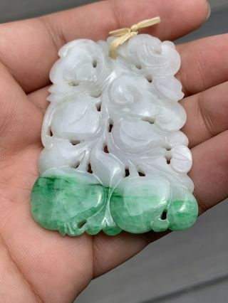 Antique Chinese White Icy Jade & Apple Green Jadeite Pendant