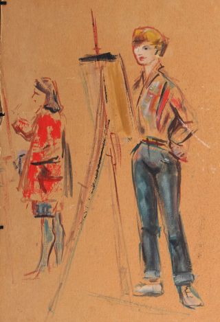 1959 Vintage DOMINGO BARRERES Modernist Abstract Cubist Stillife Oil Painting NR 7