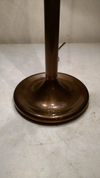 Antique Brass Trumpet Lamp w/ huge wisteria style slag glass shade Handel Era 2