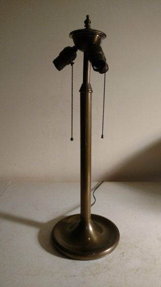 Antique Brass Trumpet Lamp w/ huge wisteria style slag glass shade Handel Era 6