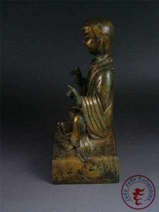 Large Old Chinese Tibet Gilt Bronze Tibetan Buddha Figure of Dalai Lama Statue 2