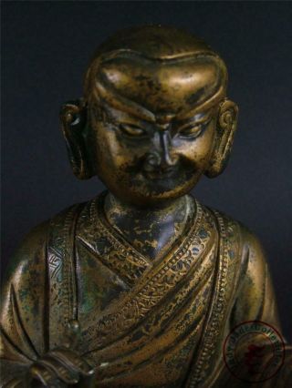 Large Old Chinese Tibet Gilt Bronze Tibetan Buddha Figure of Dalai Lama Statue 5