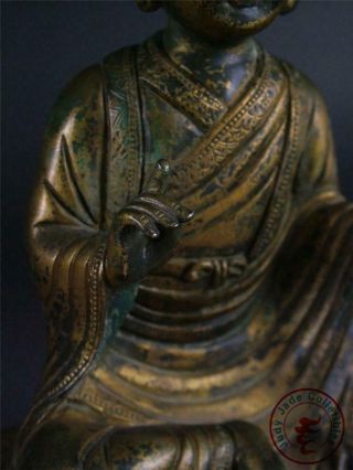 Large Old Chinese Tibet Gilt Bronze Tibetan Buddha Figure of Dalai Lama Statue 6