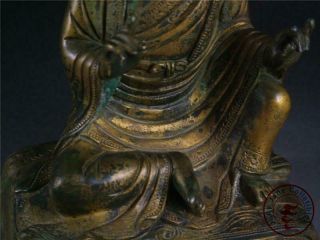 Large Old Chinese Tibet Gilt Bronze Tibetan Buddha Figure of Dalai Lama Statue 7