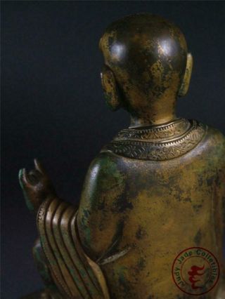 Large Old Chinese Tibet Gilt Bronze Tibetan Buddha Figure of Dalai Lama Statue 8