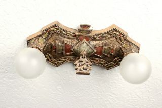 Antique Vintage 20 ' s MARKEL 3 - D Art Deco Ceiling Light Fixture CHANDELIER 6