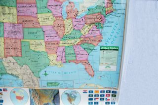 PULL DOWN WORLD & USA SCHOOL MAP HOME SCHOOL Retractable Dry Erase Markable Maps 7