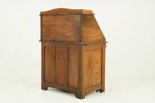 Slant Front Desk,  Antique Carved Desk,  File Cabinet,  Tiger Oak,  1880,  B1432 11