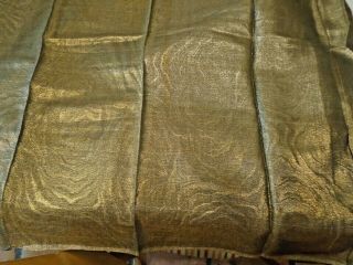 ANTIQUE 1920 ' S GOLD METALLIC & SILK MOIRE ' FABRIC - ORIG.  TAG 50 