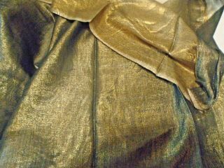 ANTIQUE 1920 ' S GOLD METALLIC & SILK MOIRE ' FABRIC - ORIG.  TAG 50 