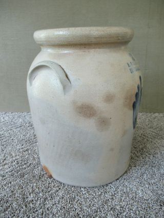 Antique Crock Stoneware,  F.  WOODWORTH 2 Gal Cobalt Slip,  Burlington,  VT,  Ex Cond 3