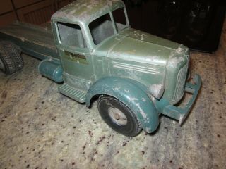 antique Smith Miller Mack truck lumber truck toy green 5